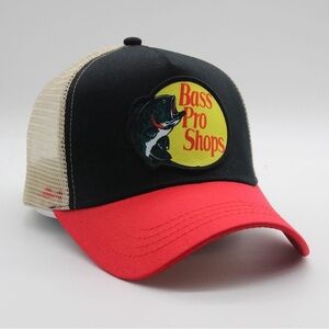 NWT Bass Pro Shops SnapBack trucker hat black/red